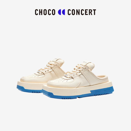 Choco Concert Mis-Matched Square Toe Slip On Cream