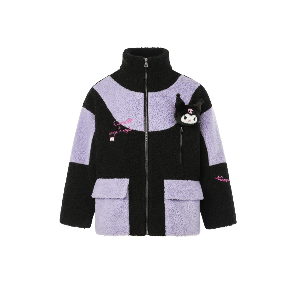 13De Marzo X Kuromi Color Blocked Bear Fleece Coat