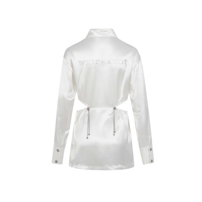 Weird Market Metal Logo Button Hollow-Out Shirt White