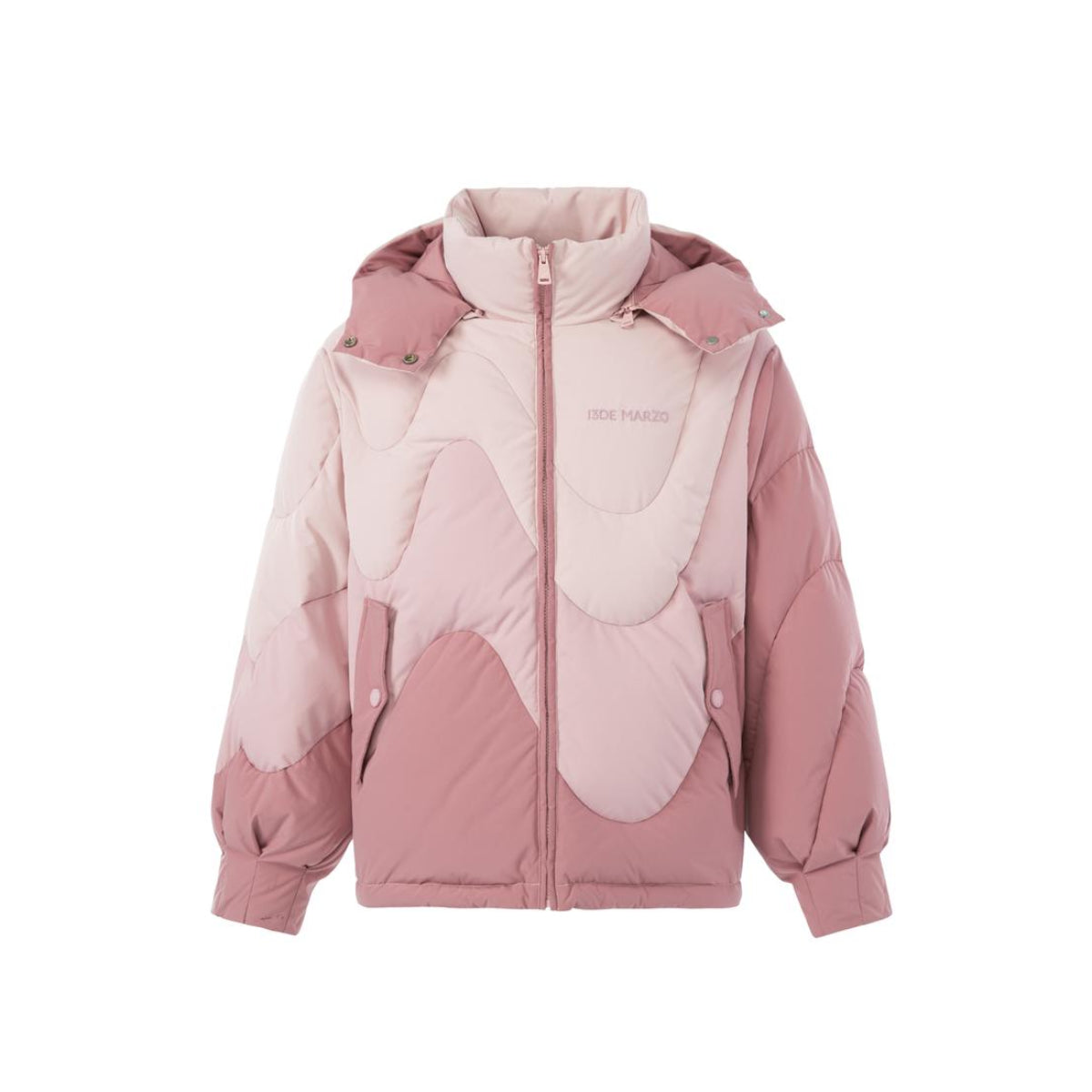 13De Marzo Gradient Line Hooded Down Jacket Pink