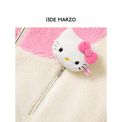 13De Marzo X Hello Kitty Color Blocked Bear Fleece Coat