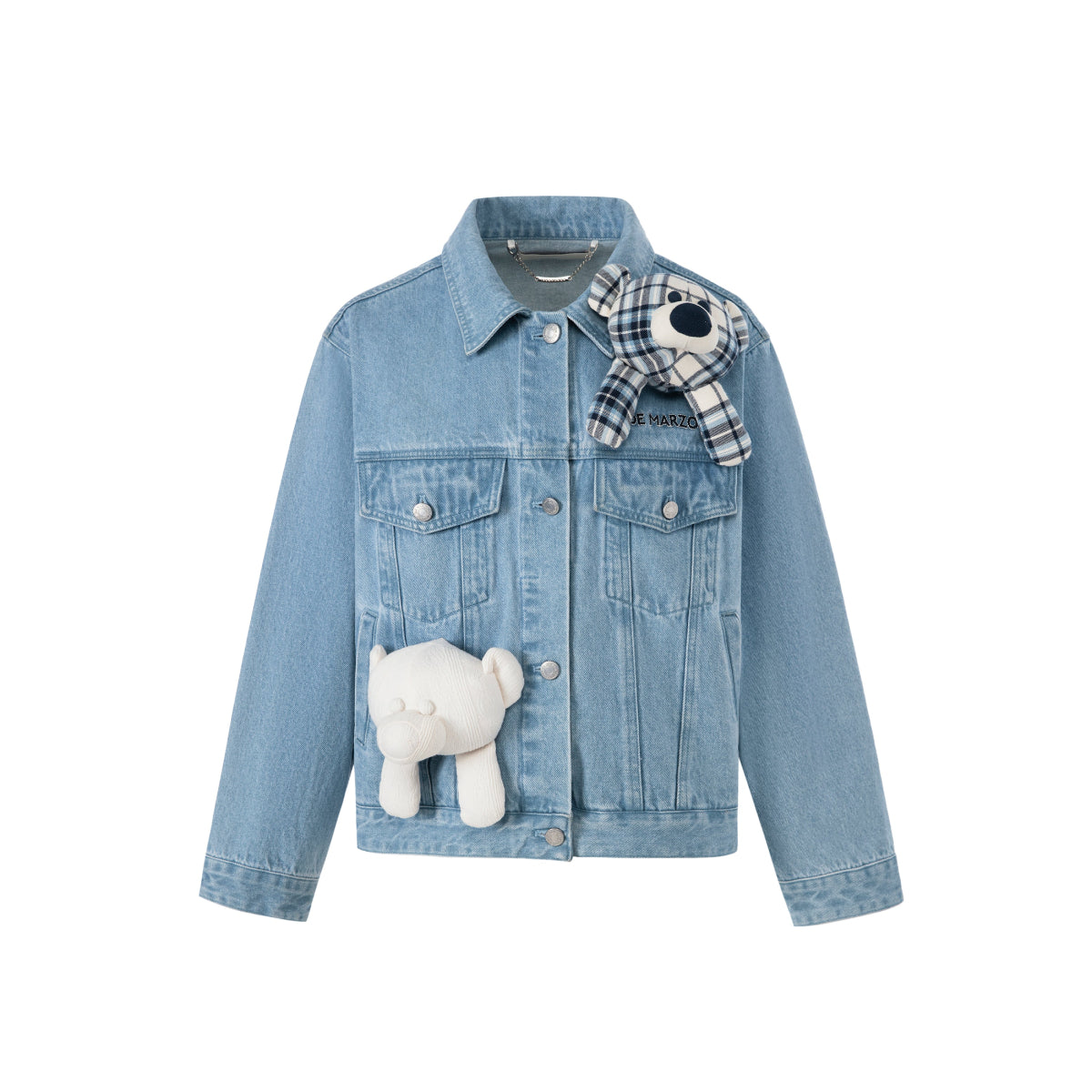 13De Marzo Bear In Wormhole Denim Jacket Blue