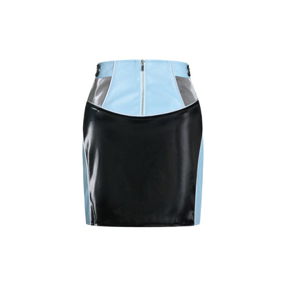 Weird Market Racing Leather Tube Skirt Blue