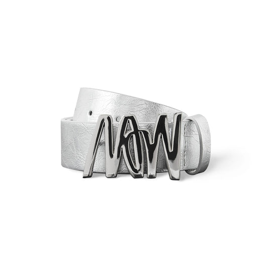 NotAwear Metal Logo Leather Belt Silver