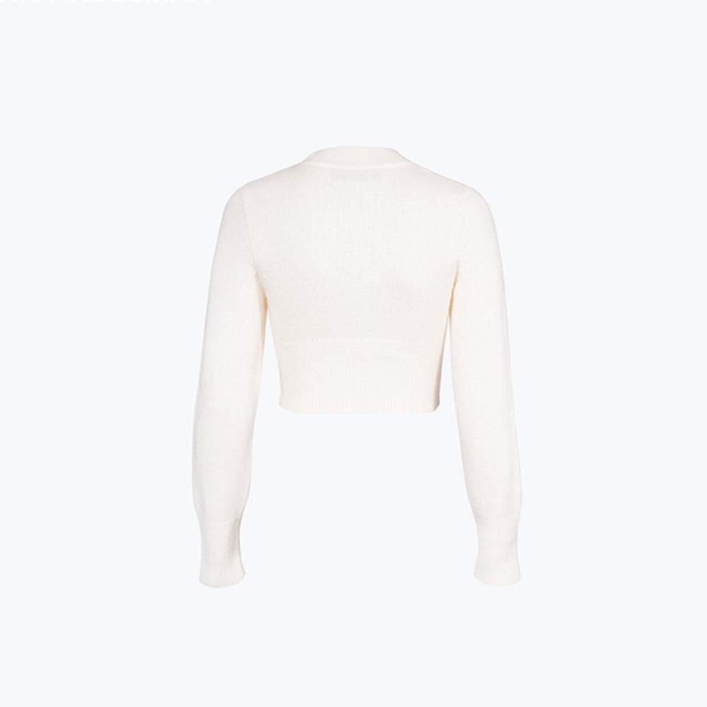 Ann Andelman Embroidery Logo Woolen Sweater White