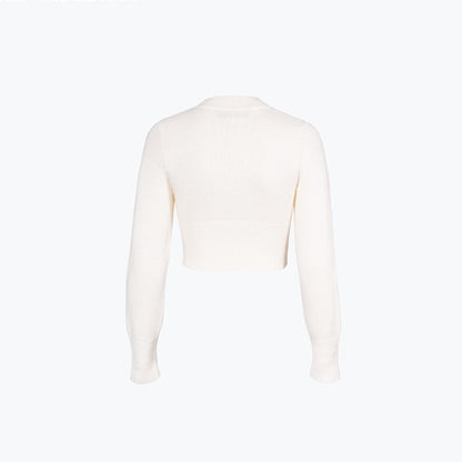 Ann Andelman Embroidery Logo Woolen Sweater White