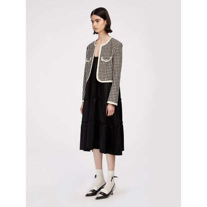 Herlian Checked Wool Patchwork Jacket Black