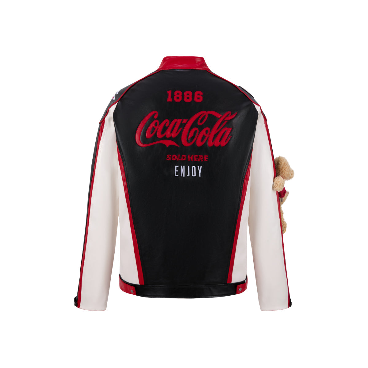 13De Marzo X Coca-Cola Bear Racing Leather Jacket Black