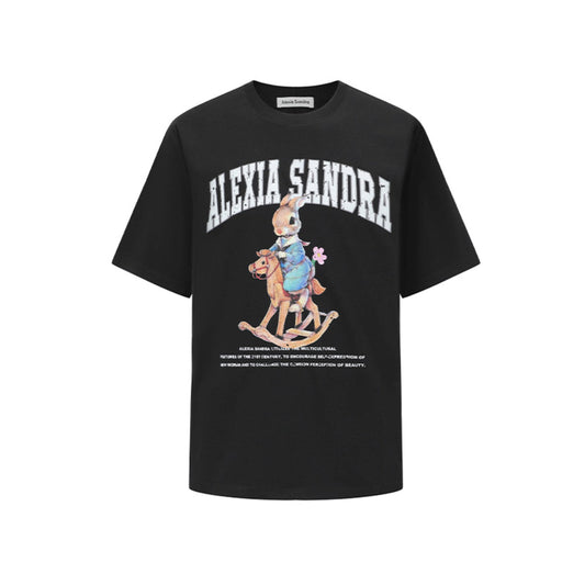 Alexia Sandra Printed Trojan Rabbit T-Shirt Black