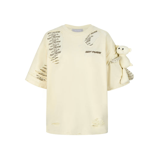 13De Marzo Destroyed Back Logo T-Shirt Beige