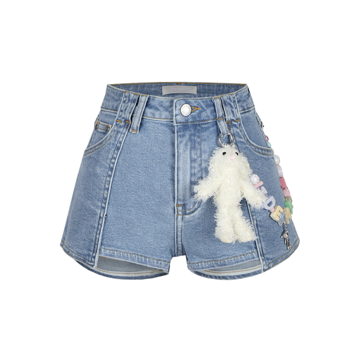 13De Marzo Logo Bead Chain Denim Shorts Blue