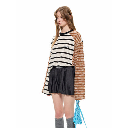 Alexia Sandra Irregular Striped Patchwork L/S Top Brown