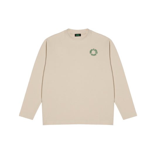 AFGK Half Turtleneck Basic Waffle Embroidery Logo L/S Tee Cream