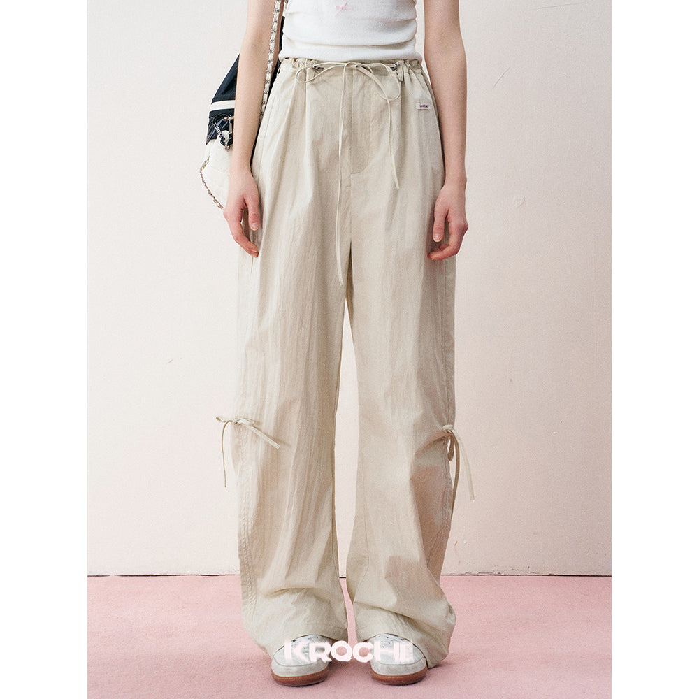 Kroche Bow Ties Thin Cargo Pants Khaki