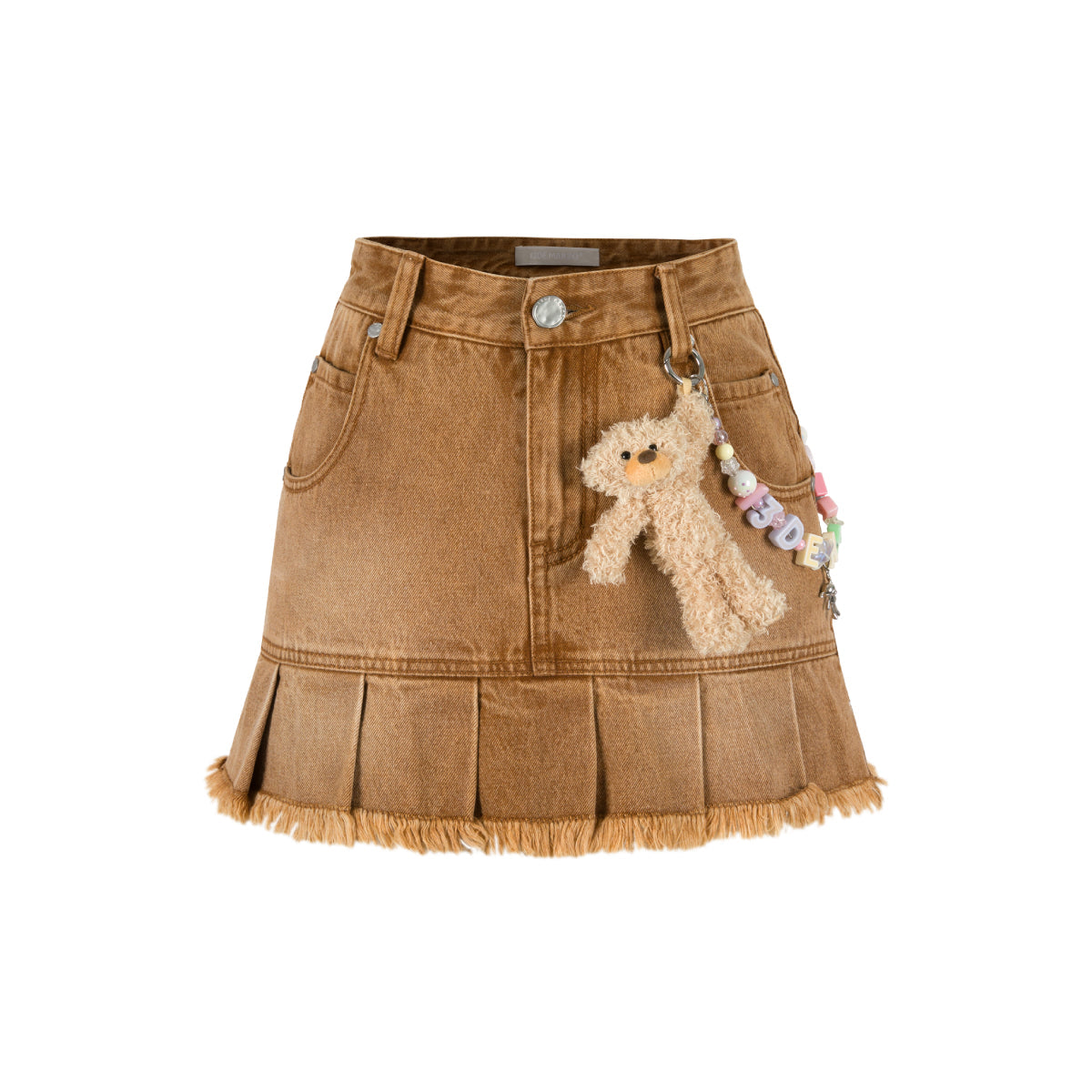 13De Marzo Logo Bead Chain Denim Skirt Brown