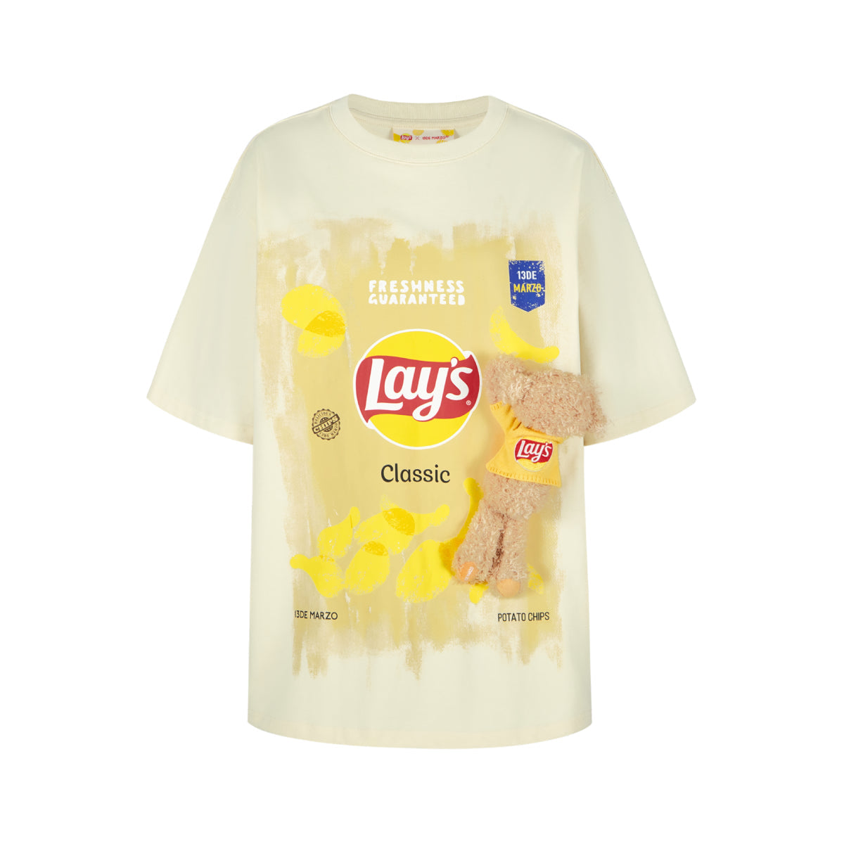 13De Marzo X Lay's Crayon Drawing T-Shirt Beige