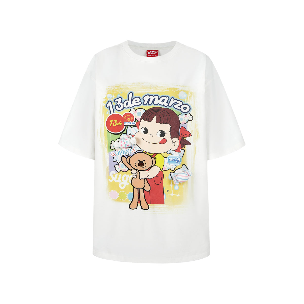 13De Marzo X Peko Sweets Bear Washed T-Shirt White