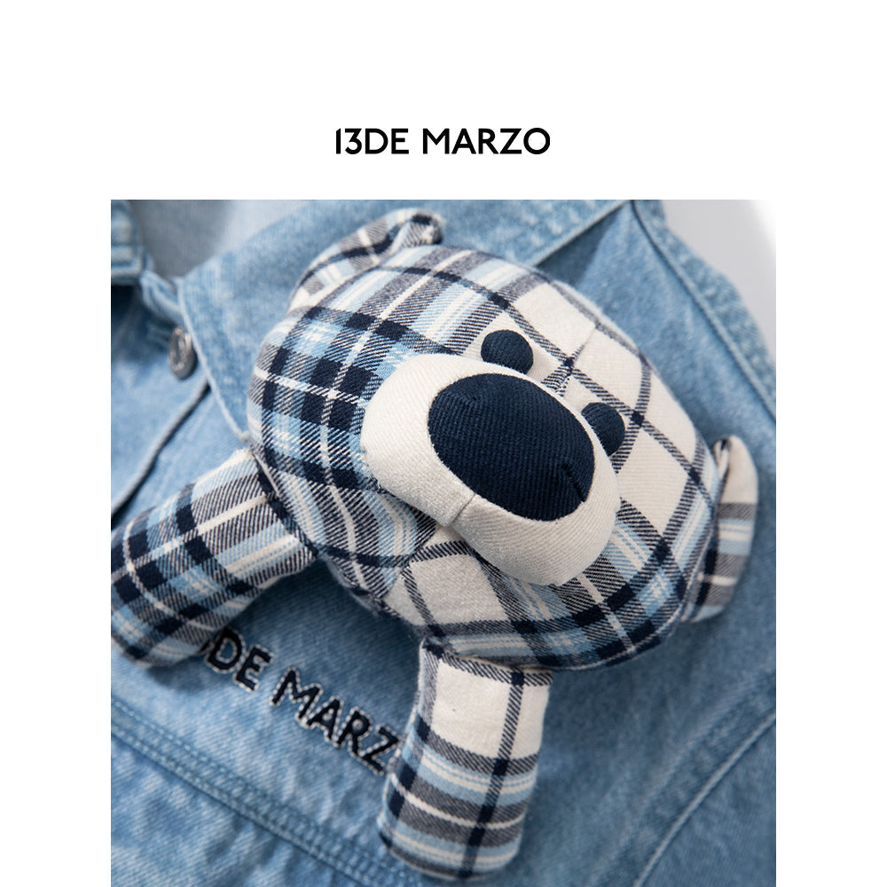 13De Marzo Bear In Wormhole Denim Jacket Blue