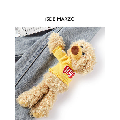 13De Marzo X Lay's Bear Washed Short Denim Jacket Blue