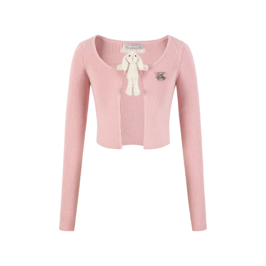 13De Marzo Doozoo Bear Buckle Cardigan Pink