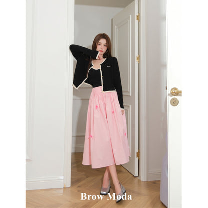 Brow Moda Bow Ties Wide Skirt Pink