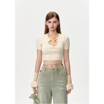 13De Marzo Doozoo Hollow Out Knit Top Beige