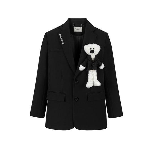 13De Marzo Plush Bear Suit Jacket Black