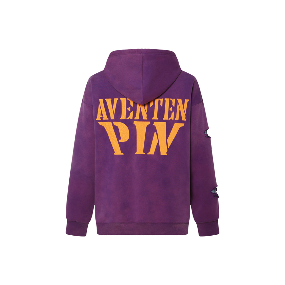 Aventen Pin DIY Tearing Denim Inside Hoodie Purple