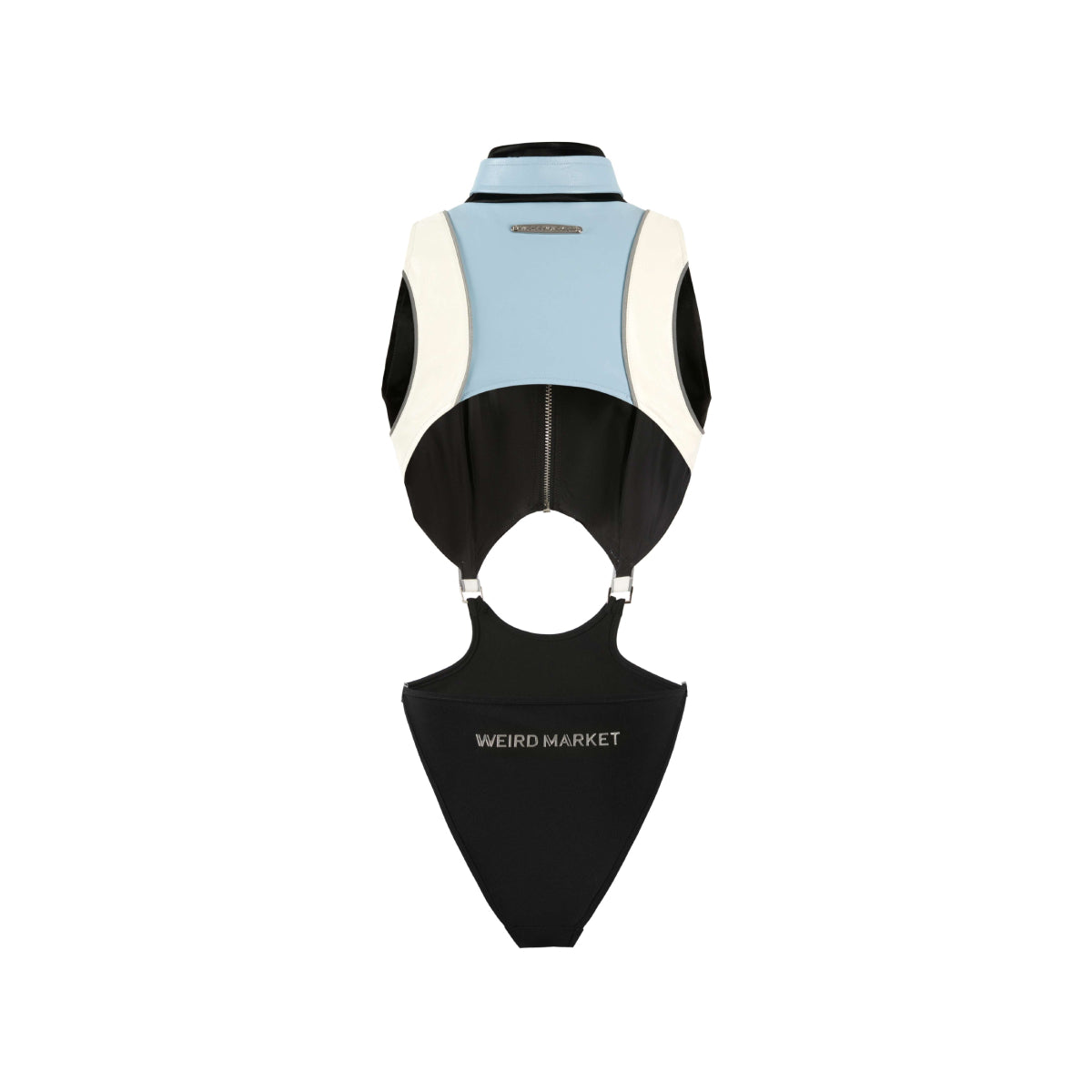 Weird Market Racing Leather Patch Vest Blue