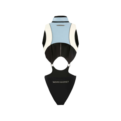 Weird Market Racing Leather Patch Vest Blue