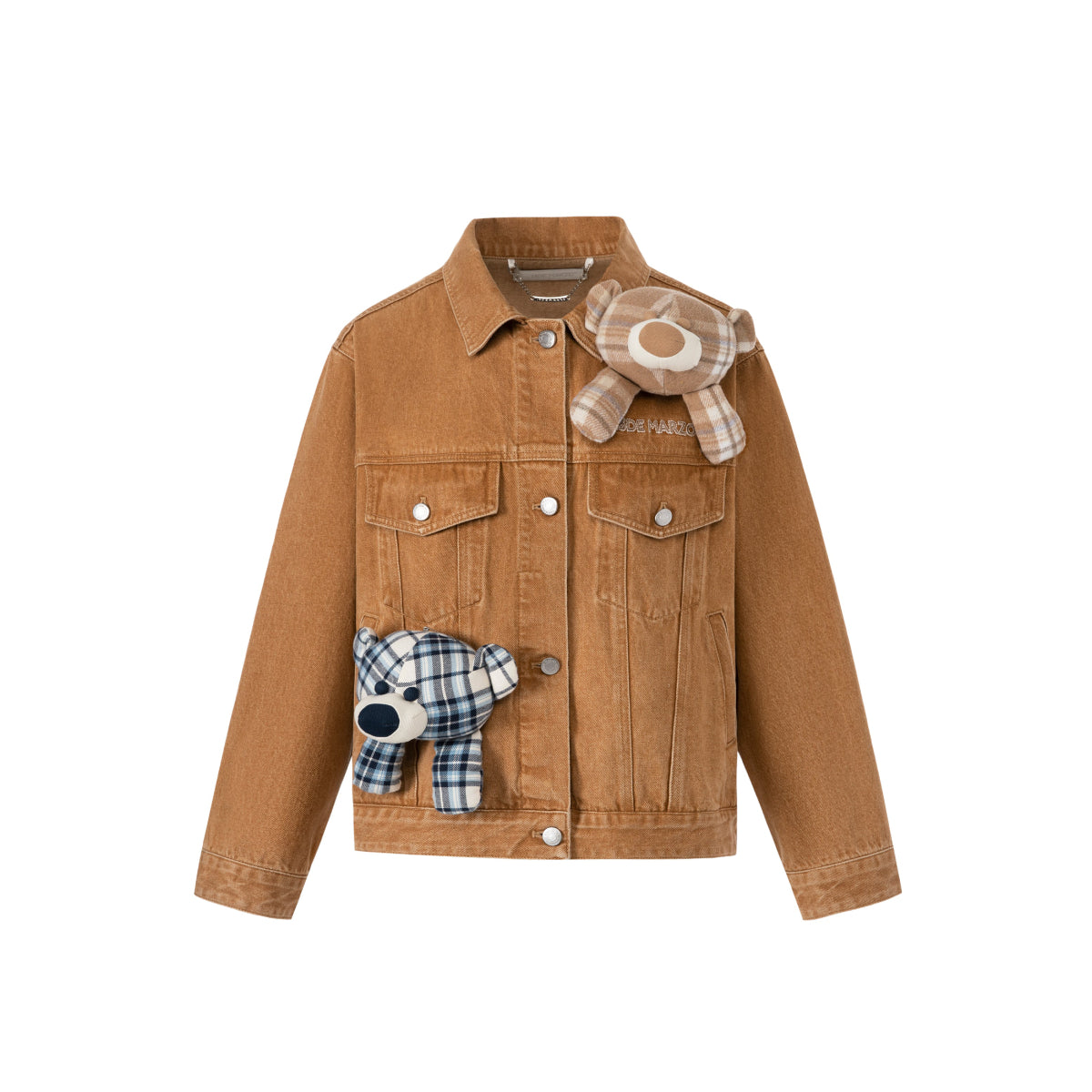 13De Marzo Bear In Wormhole Denim Jacket Khaki