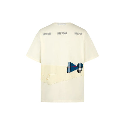 Aventen Pin Waffle Checks Patch Tee Cream