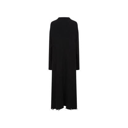 Elywood Black Lapel Knit Long Coat