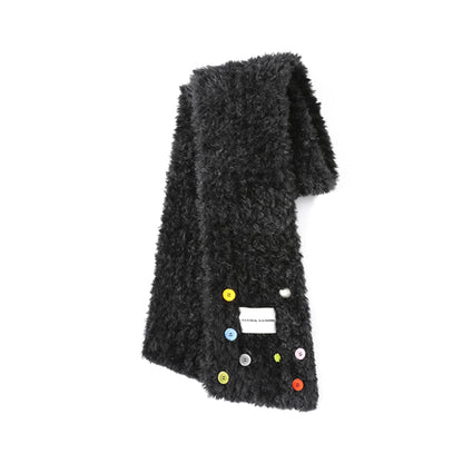 Alexia Sandra Color Button Furry Scarf Black