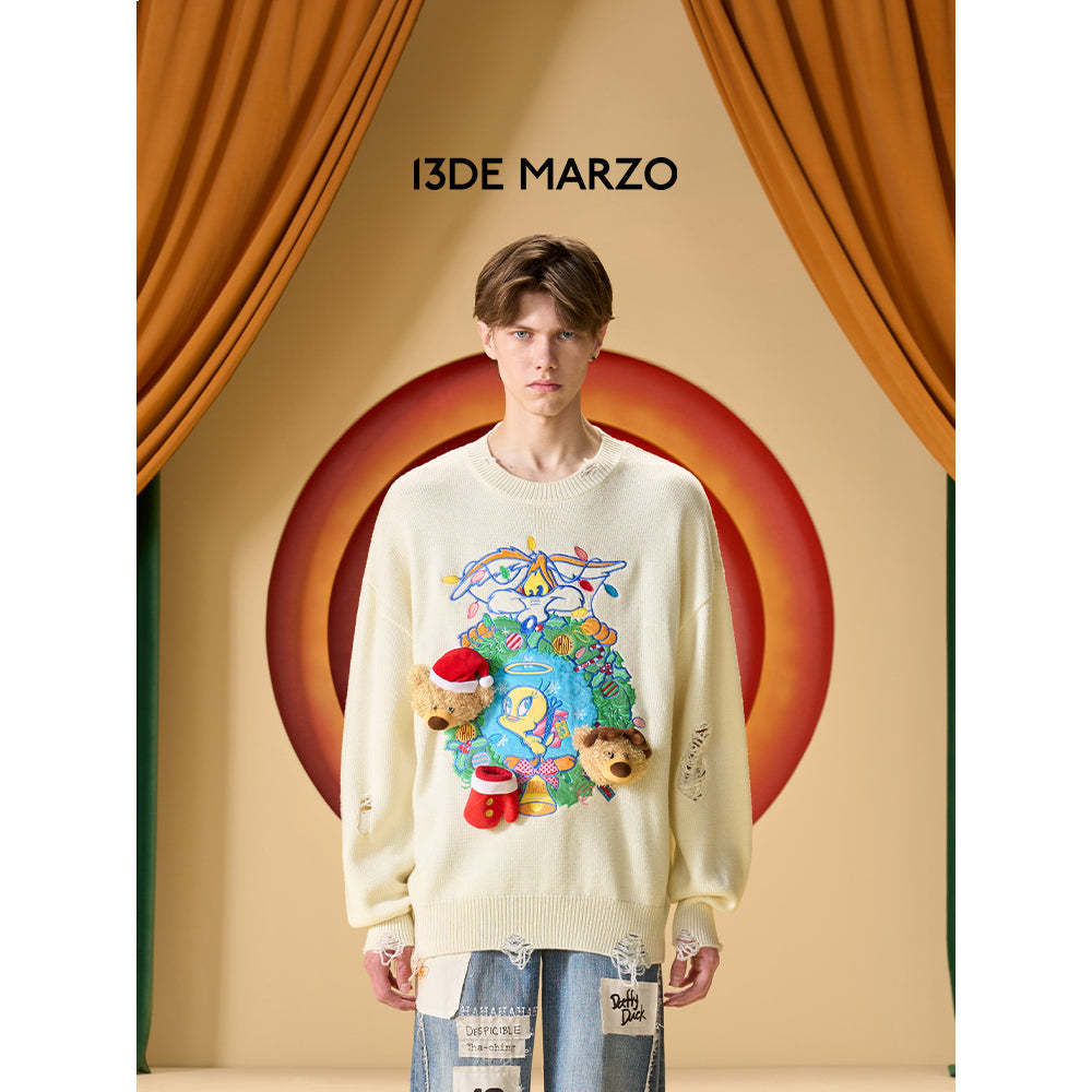 13De Marzo X Looney Tunes Tweety Christmas Sweater Cream