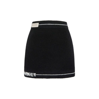 Weird Market Basic Logo Knit Skirt Black