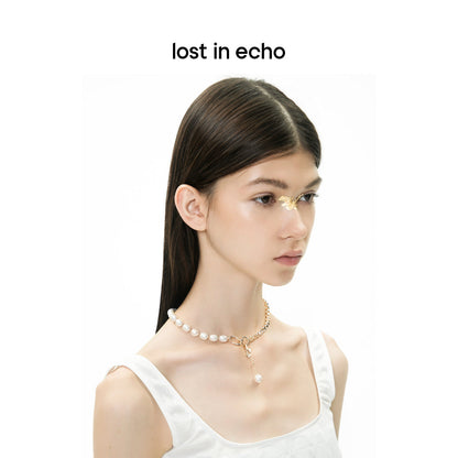 Lost In Echo Stitching Pearl Zircon Necklace