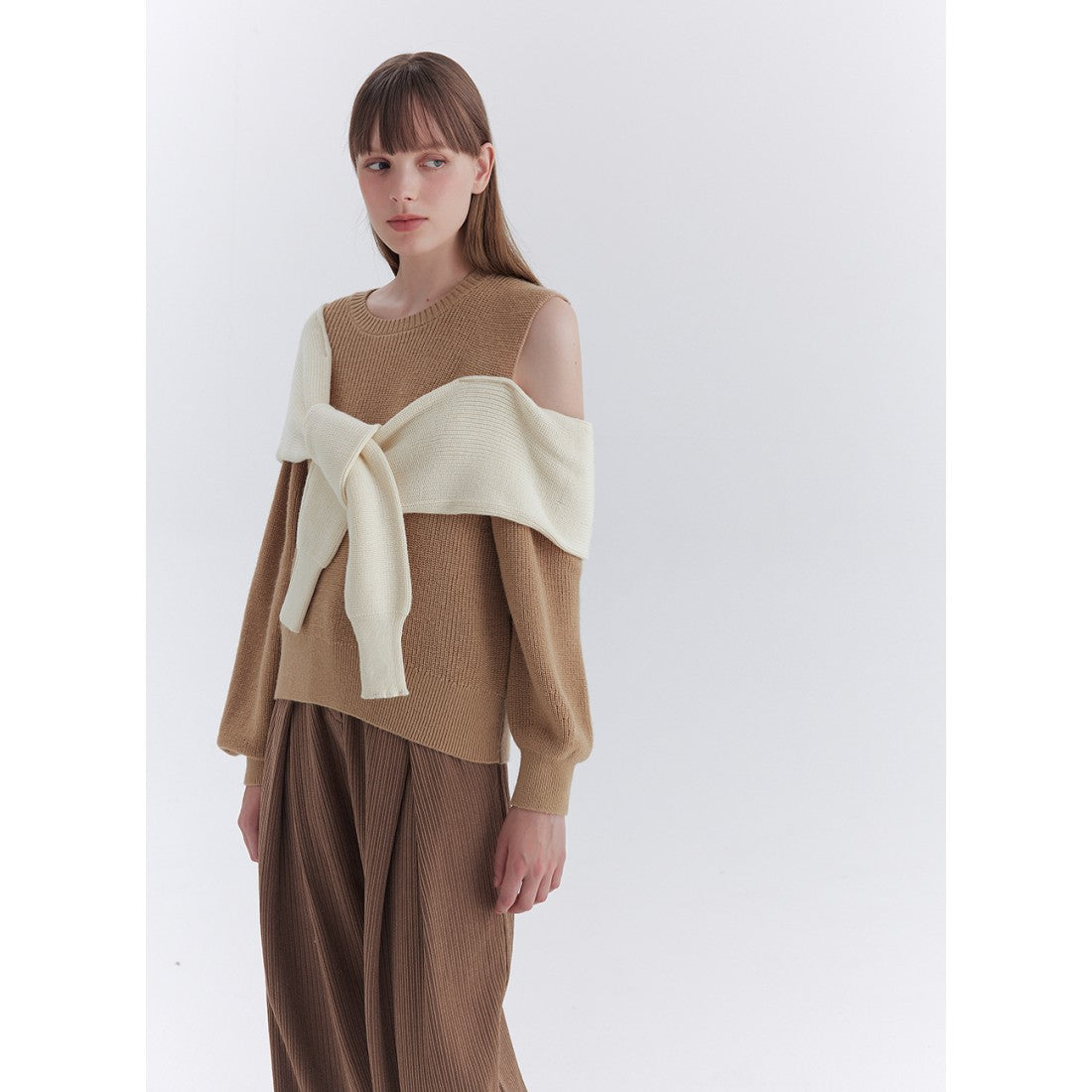 Rumia Layered Knit Jumper Camel