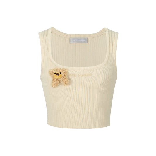 13De Marzo Bear Basic Knit Tank Vest Beige