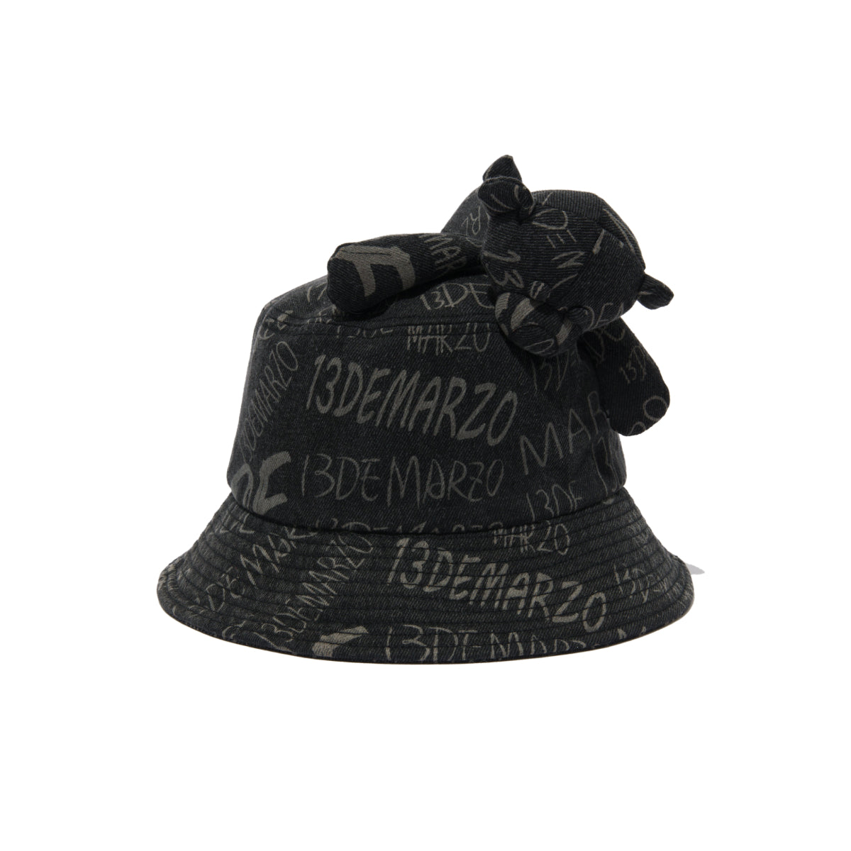 13De Marzo Graffiti Logo Denim Bucket Hat Black