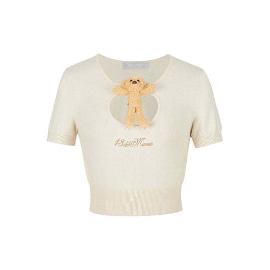 13De Marzo Doozoo Hollow Out Knit Top Beige