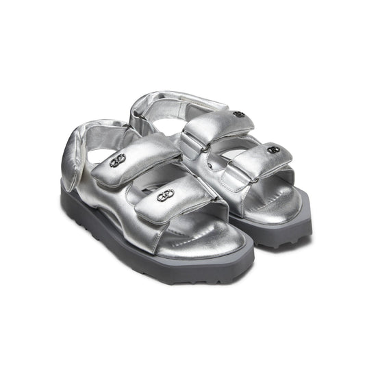 Lost In Echo Faceted Padded Double-Strap Sandal Sliver