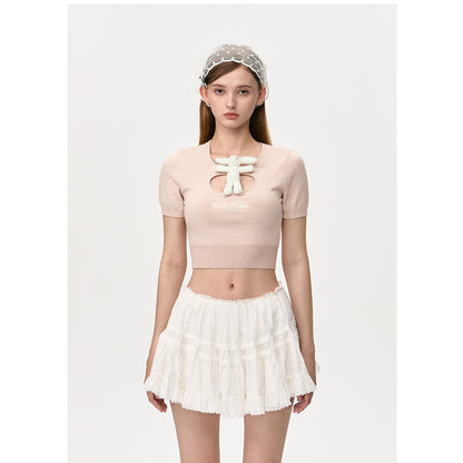 13De Marzo Doozoo Hollow Out Knit Top Pink