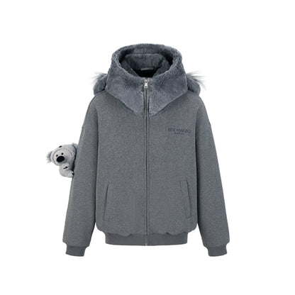 13De Marzo Plush Koala Zip Up Hoodie Gray