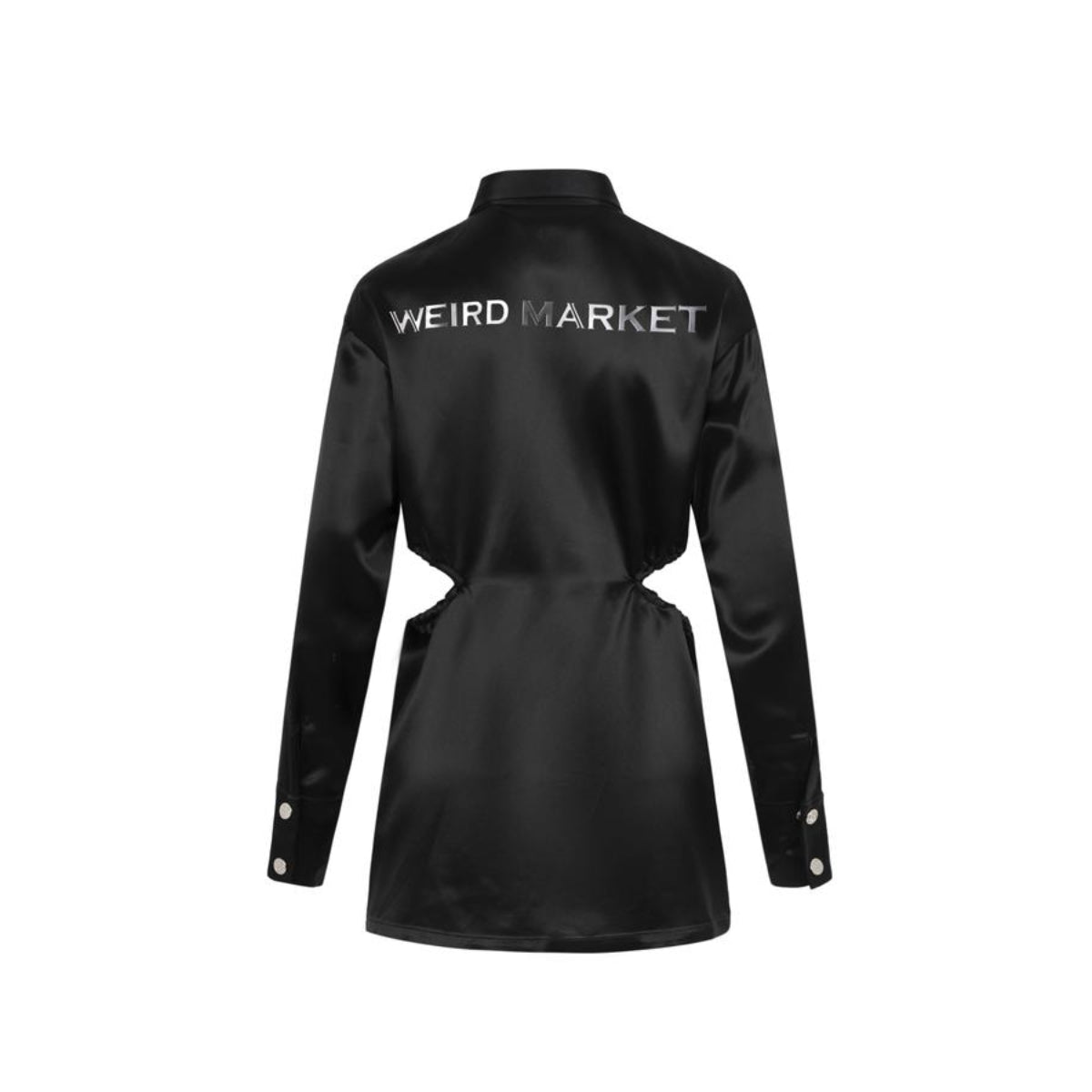 Weird Market Metal Logo Button Hollow-Out Shirt Black