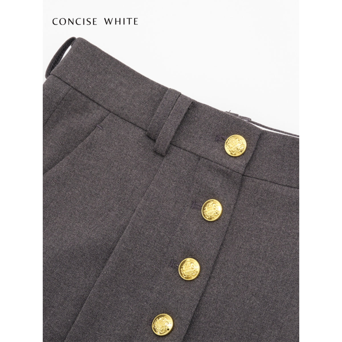 Concise-White Golden Button Suit Flare Pants Grey