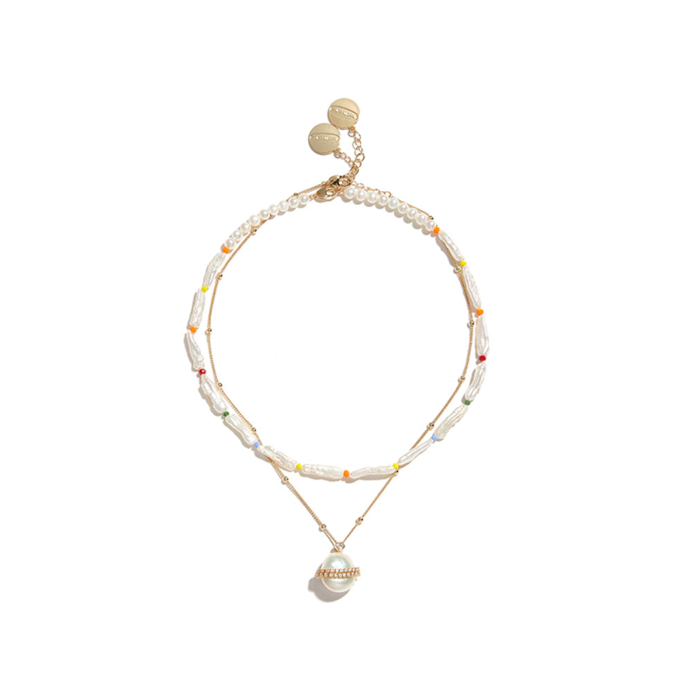 Lost In Echo Bead Chain Colored Baroque Pearl Necklace