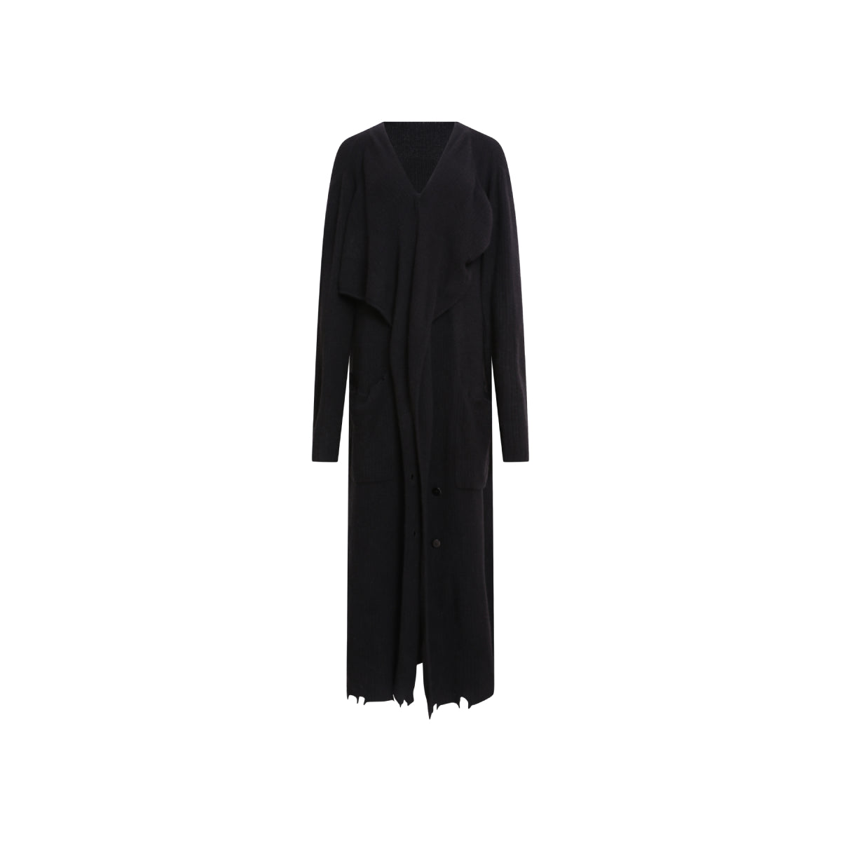 Elywood Black Lapel Knit Long Coat