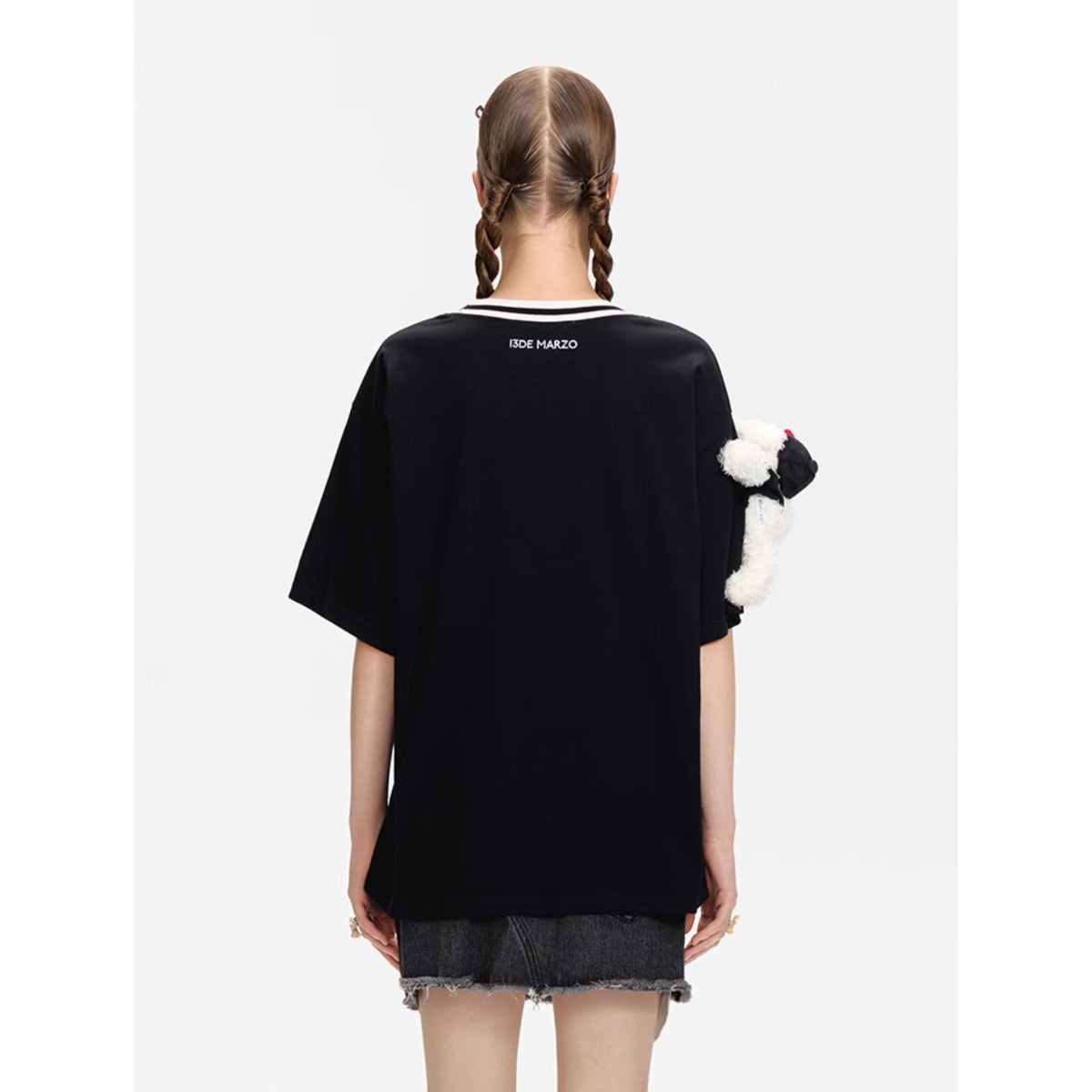 13De Marzo Badge Knit Collar T-Shirt Black