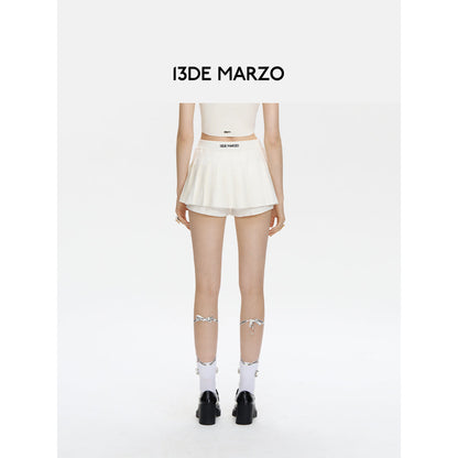 13De Marzo Badge Punk Knit Skirt Shorts White